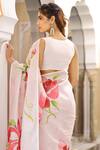 Shop_Pheeta_Pink Chanderi Floral Motif Saree_at_Aza_Fashions