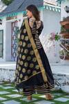 Shop_Pheeta_Black Cotton Plain Round Back Tassel Anarkali Set_at_Aza_Fashions