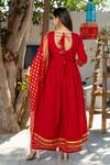 Shop_Pheeta_Red Cotton Plain Round Anarkali Set With Chanderi Dupatta _at_Aza_Fashions