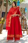 Buy_Pheeta_Red Cotton Plain Round Anarkali Set With Chanderi Dupatta _Online_at_Aza_Fashions
