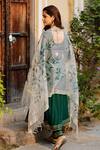Shop_Pheeta_Green Rayon Plain U Neck Anarkali Set With Hand Painted Dupatta_at_Aza_Fashions