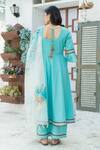 Shop_Pheeta_Blue Cotton Plain Round Umbrella Sleeve Anarkali Set For Women_at_Aza_Fashions