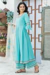 Pheeta_Blue Cotton Plain Round Umbrella Sleeve Anarkali Set For Women_Online_at_Aza_Fashions