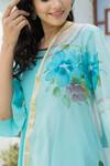 Pheeta_Blue Cotton Plain Round Umbrella Sleeve Anarkali Set For Women_at_Aza_Fashions