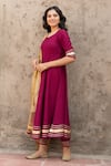 Shop_Pheeta_Purple Rayon Plain Round Anarkali Pant Set _at_Aza_Fashions