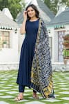 Buy_Pheeta_Blue Rayon Round Anarkali Set With Bandhej Dupatta _at_Aza_Fashions