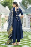 Shop_Pheeta_Blue Rayon Round Anarkali Set With Bandhej Dupatta _at_Aza_Fashions