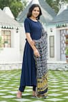 Pheeta_Blue Rayon Round Anarkali Set With Bandhej Dupatta _Online_at_Aza_Fashions
