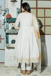 Shop_Pheeta_White Cotton Plain V Neck Angrakha Set With Doriya Dupatta_at_Aza_Fashions