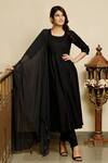 Shop_Pheeta_Black Rayon Plain U Neck Anarkali Pant Set_at_Aza_Fashions