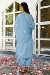 Shop_Pheeta_Blue Cotton Embroidered Thread Work Round Gathered Kurta Set_at_Aza_Fashions