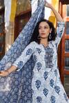 Pheeta_Blue Cotton Ornamental Print Kurta Set_at_Aza_Fashions