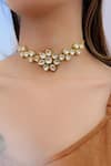 Shop_Do Taara_Gold Plated Embellished Stone Carved Choker Necklace _at_Aza_Fashions