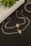 Buy_Do Taara_Silver Plated Kundan Layered Pearl Anklets -Set of 2 _at_Aza_Fashions