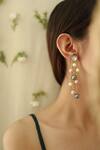 Shop_Do Taara_White Polki Stone Tassel Dangler Earrings _at_Aza_Fashions