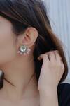 Shop_Do Taara_Silver Plated Rhodium Beaded Stud Earrings _at_Aza_Fashions