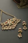 Shop_Paisley Pop_Multi Color Gold Plating, Silver Alloy Kundan Choker Set_at_Aza_Fashions