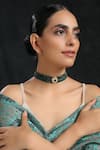 Buy_Paisley Pop_Green Silver Alloy Kundan Choker _at_Aza_Fashions