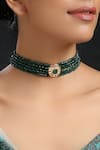 Paisley Pop_Green Silver Alloy Kundan Choker _Online_at_Aza_Fashions