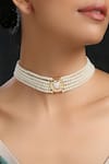 Paisley Pop_White Silver Alloy Kundan Choker _Online_at_Aza_Fashions