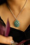Shop_Do Taara_Blue Polki Stone Pendant Necklace _at_Aza_Fashions
