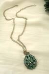 Buy_Do Taara_Blue Polki Stone Pendant Necklace _at_Aza_Fashions