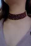 Do Taara_Gold Plated Red Hydro Stones Choker _Online_at_Aza_Fashions