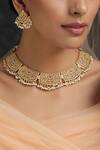 Shop_Paisley Pop_Gold Plated Silver Alloy Filigree With Pearl Drop Choker Set_at_Aza_Fashions