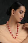 Buy_Paisley Pop_Red Silver Alloy Bead Long Necklace _at_Aza_Fashions