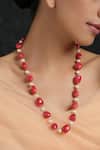 Shop_Paisley Pop_Red Silver Alloy Bead Long Necklace _at_Aza_Fashions
