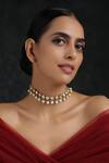 Buy_Paisley Pop_Gold Plated Silver Alloy Kundan Choker With Bead Drops _at_Aza_Fashions