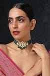 Buy Paisley Pop Green Silver Alloy Kundan Pendant Choker at Aza Fashions Buy_Paisley Pop_Green Silver Alloy Kundan Pendant Choker _at_Aza_Fashions