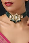 Shop Paisley Pop Green Silver Alloy Kundan Pendant Choker at Aza Fashions Shop_Paisley Pop_Green Silver Alloy Kundan Pendant Choker _at_Aza_Fashions