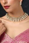 Shop_Paisley Pop_Gold Plated Silver Alloy Kundan Choker Set _at_Aza_Fashions