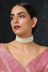 Buy_Paisley Pop_White Silver Alloy Multistrand Pearl Choker _at_Aza_Fashions