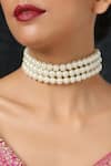 Shop_Paisley Pop_White Silver Alloy Multistrand Pearl Choker _at_Aza_Fashions