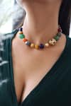 Shop_Do Taara_Multi Color Natural Stones Navrattan Necklace _at_Aza_Fashions