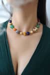 Do Taara_Multi Color Natural Stones Navrattan Necklace _Online_at_Aza_Fashions