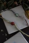 Shop_Do Taara_Green Gemstones Braided Natural Rakhi Set_at_Aza_Fashions
