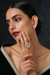 Buy_Paisley Pop_Gold Plated Silver Alloy Floral Kundan Ring _at_Aza_Fashions