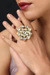 Paisley Pop Gold Plated Kundan Floral Adjustable Ring Online at Aza Fashions Paisley Pop_Gold Plated Kundan Floral Adjustable Ring _Online_at_Aza_Fashions