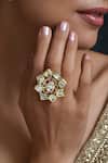 Paisley Pop Gold Plated Kundan Floral Adjustable Ring Online at Aza Fashions Paisley Pop_Gold Plated Kundan Floral Adjustable Ring _Online_at_Aza_Fashions