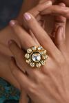 Paisley Pop Gold Plated Kundan Floral Adjustable Ring Online at Aza Fashions Paisley Pop_Gold Plated Kundan Floral Adjustable Ring _Online_at_Aza_Fashions