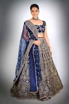 Buy Gopi Vaid Blue Dupatta - Organza, Lehenga And Blouse - Cotton Silk Floral Embroidered Set at Aza Fashions Buy_Gopi Vaid_Blue Dupatta - Organza, Lehenga And Blouse - Cotton Silk Floral Embroidered Set _at_Aza_Fashions