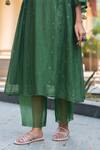 Buy_Beige_Green Chanderi Embroidered Dori Scallop Neck Floral Booti Kurta Set _Online_at_Aza_Fashions