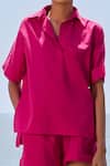 Buy_MATI_1_Pink Cotton Collared Ekin Solid Shirt And Shorts Set _Online_at_Aza_Fashions