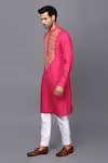 Shop_Seven_Pink Cotton Silk Embroidered Kurta Set _Online_at_Aza_Fashions