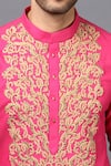 Seven_Pink Cotton Silk Embroidered Kurta Set _at_Aza_Fashions