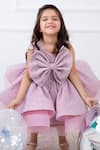 Buy_Hoity Moppet_Pink Exaggerated Bow Sequin Work Dress For Girls_Online_at_Aza_Fashions