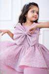 Hoity Moppet_Pink Exaggerated Bow Sequin Work Dress For Girls_at_Aza_Fashions